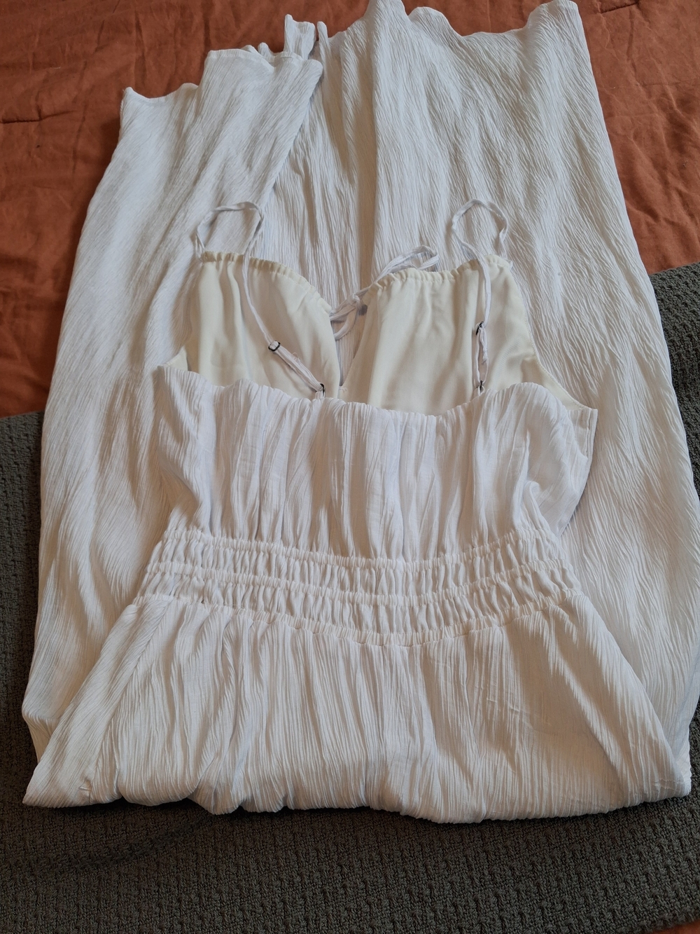 Abercrombie & Fitch White Smocked Waist Midi Dress - Picture 7 of 7